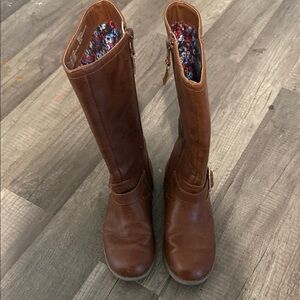 Brown Leather Knee-High Boots